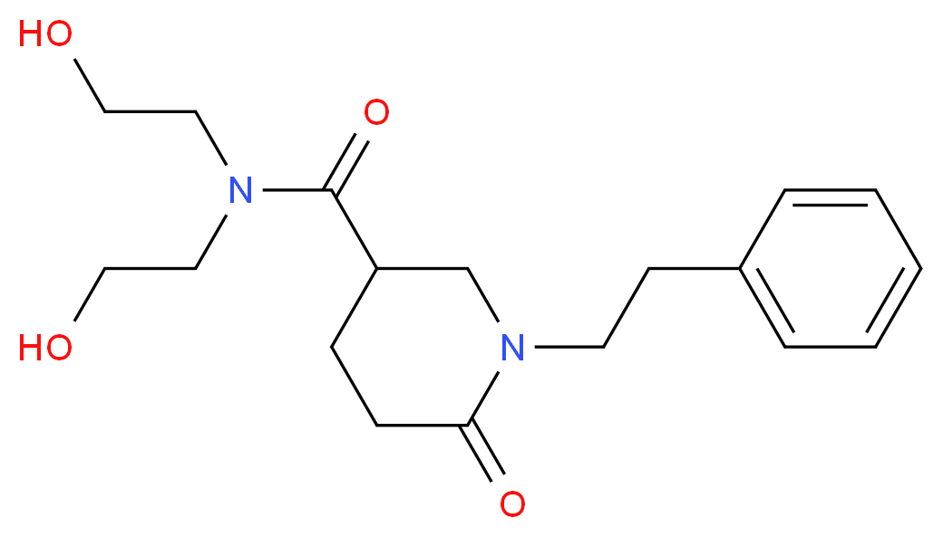 N,N-bis(2-hydroxyethyl)-6-oxo-1-(2-phenylethyl)-3-piperidinecarboxamide_Molecular_structure_CAS_)