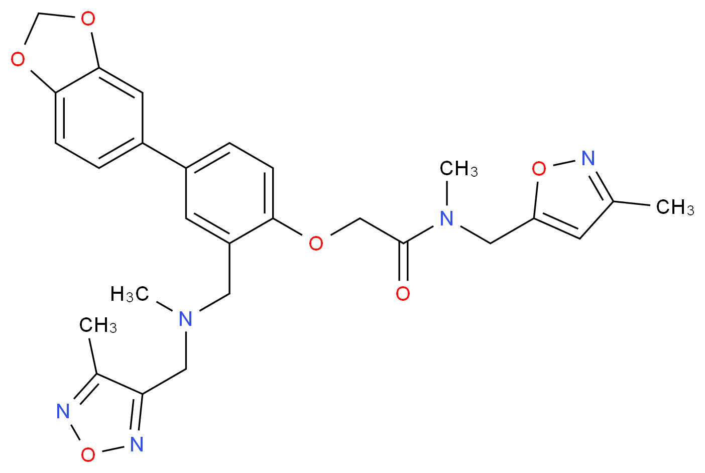 2-[4-(1,3-benzodioxol-5-yl)-2-({methyl[(4-methyl-1,2,5-oxadiazol-3-yl)methyl]amino}methyl)phenoxy]-N-methyl-N-[(3-methyl-5-isoxazolyl)methyl]acetamide_Molecular_structure_CAS_)