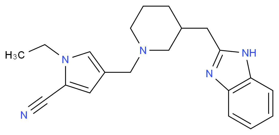 4-{[3-(1H-benzimidazol-2-ylmethyl)-1-piperidinyl]methyl}-1-ethyl-1H-pyrrole-2-carbonitrile_Molecular_structure_CAS_)