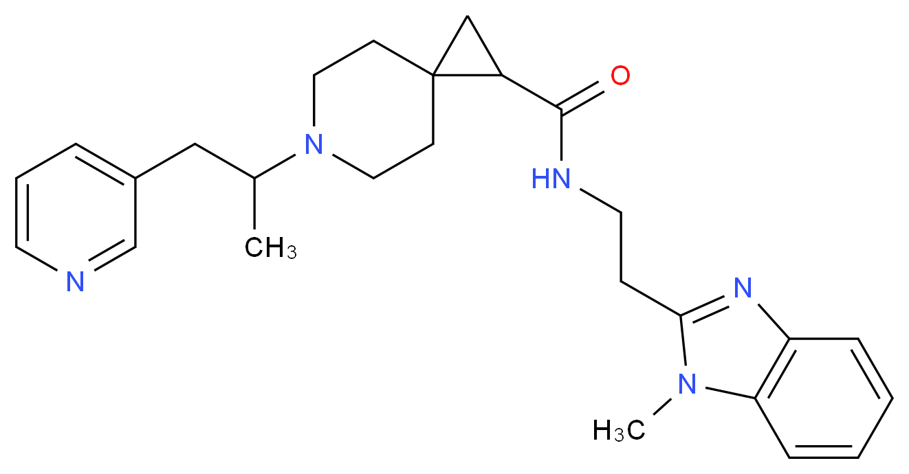 N-[2-(1-methyl-1H-benzimidazol-2-yl)ethyl]-6-[1-methyl-2-(3-pyridinyl)ethyl]-6-azaspiro[2.5]octane-1-carboxamide_Molecular_structure_CAS_)