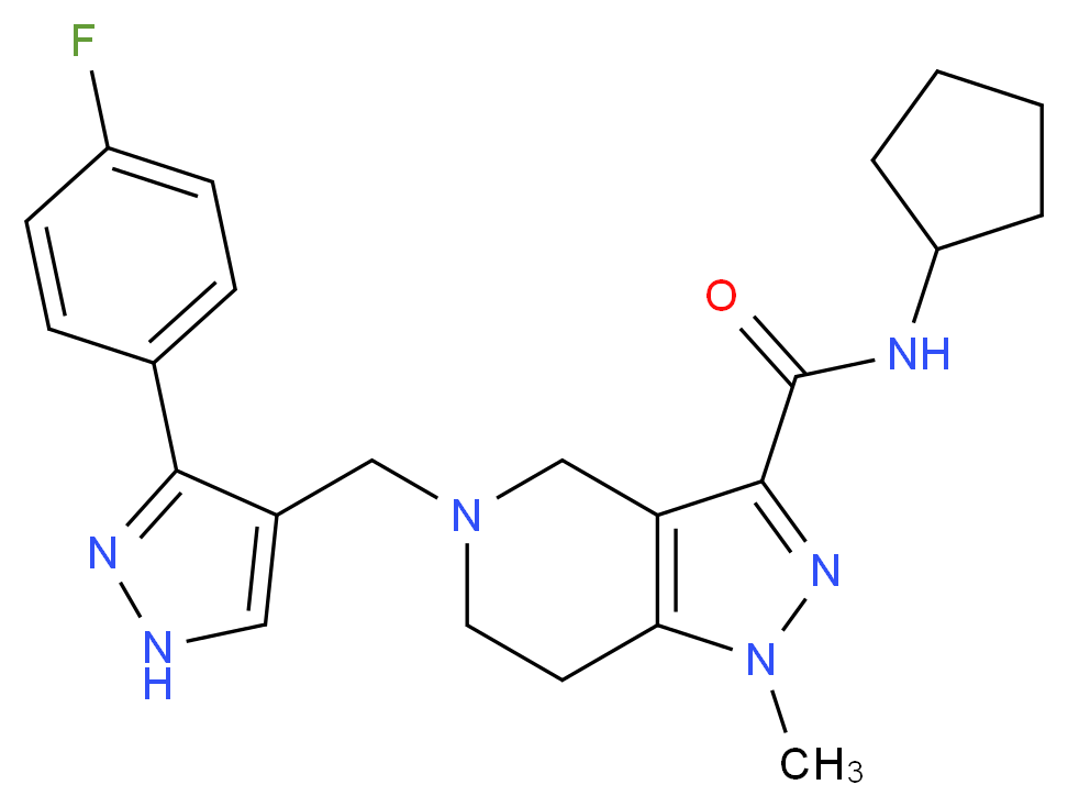 N-cyclopentyl-5-{[3-(4-fluorophenyl)-1H-pyrazol-4-yl]methyl}-1-methyl-4,5,6,7-tetrahydro-1H-pyrazolo[4,3-c]pyridine-3-carboxamide_Molecular_structure_CAS_)