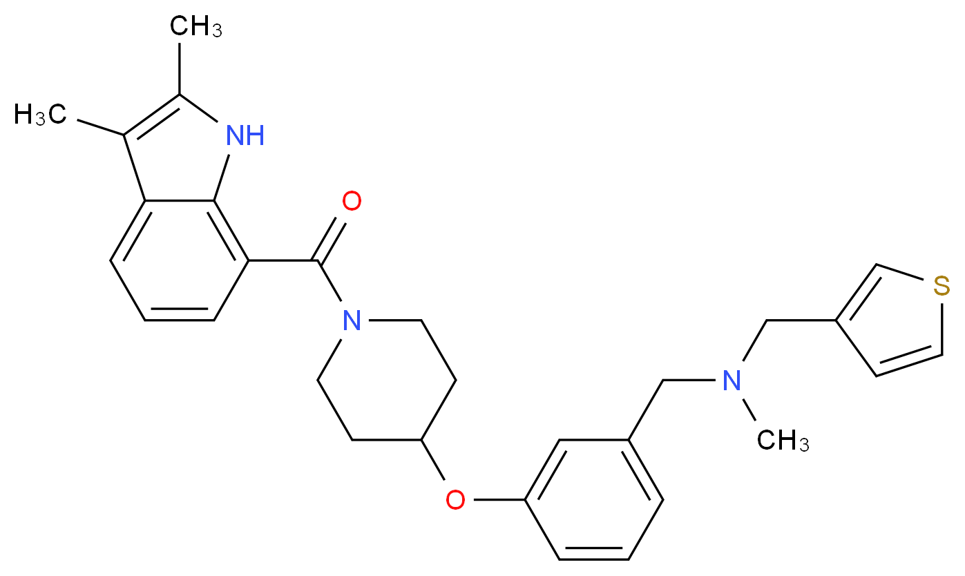 1-[3-({1-[(2,3-dimethyl-1H-indol-7-yl)carbonyl]-4-piperidinyl}oxy)phenyl]-N-methyl-N-(3-thienylmethyl)methanamine_Molecular_structure_CAS_)