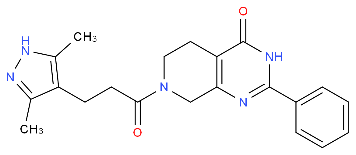 7-[3-(3,5-dimethyl-1H-pyrazol-4-yl)propanoyl]-2-phenyl-5,6,7,8-tetrahydropyrido[3,4-d]pyrimidin-4(3H)-one_Molecular_structure_CAS_)