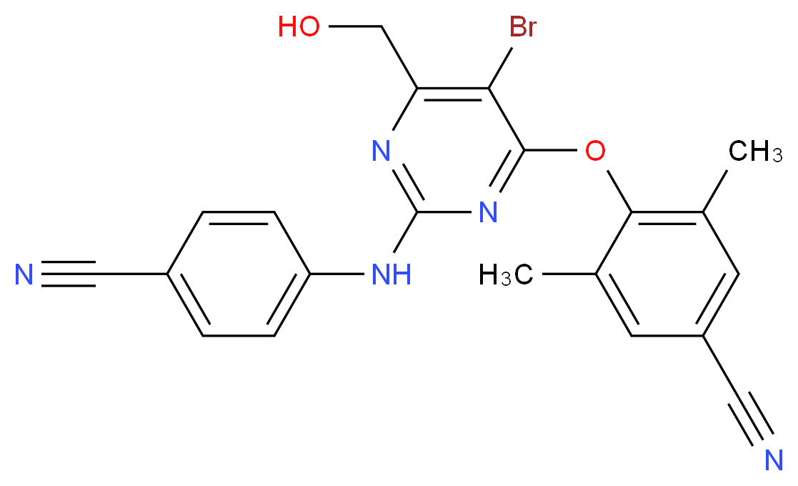 (6-[4-(AMINOMETHYL)-2,6-DIMETHYLPHENOXY]-2-{[4-(AMINOMETHYL)PHENYL]AMINO}-5-BROMOPYRIMIDIN-4-YL)METHANOL_Molecular_structure_CAS_)