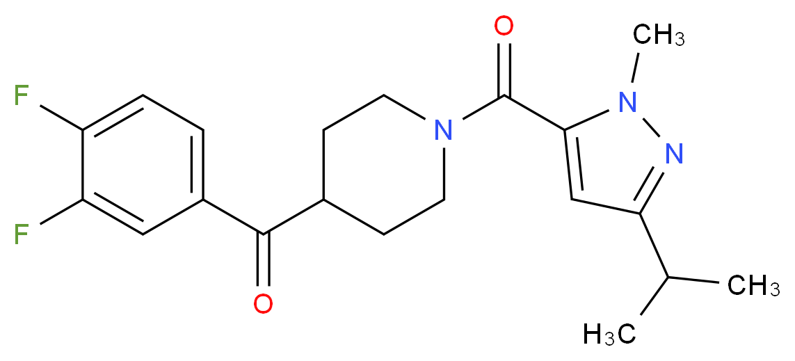 (3,4-difluorophenyl){1-[(3-isopropyl-1-methyl-1H-pyrazol-5-yl)carbonyl]-4-piperidinyl}methanone_Molecular_structure_CAS_)