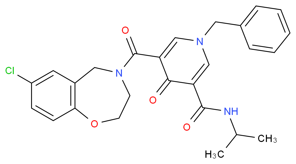 1-benzyl-5-[(7-chloro-2,3-dihydro-1,4-benzoxazepin-4(5H)-yl)carbonyl]-N-isopropyl-4-oxo-1,4-dihydro-3-pyridinecarboxamide_Molecular_structure_CAS_)