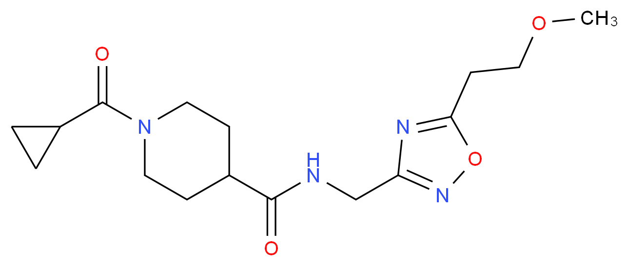 1-(cyclopropylcarbonyl)-N-{[5-(2-methoxyethyl)-1,2,4-oxadiazol-3-yl]methyl}-4-piperidinecarboxamide_Molecular_structure_CAS_)