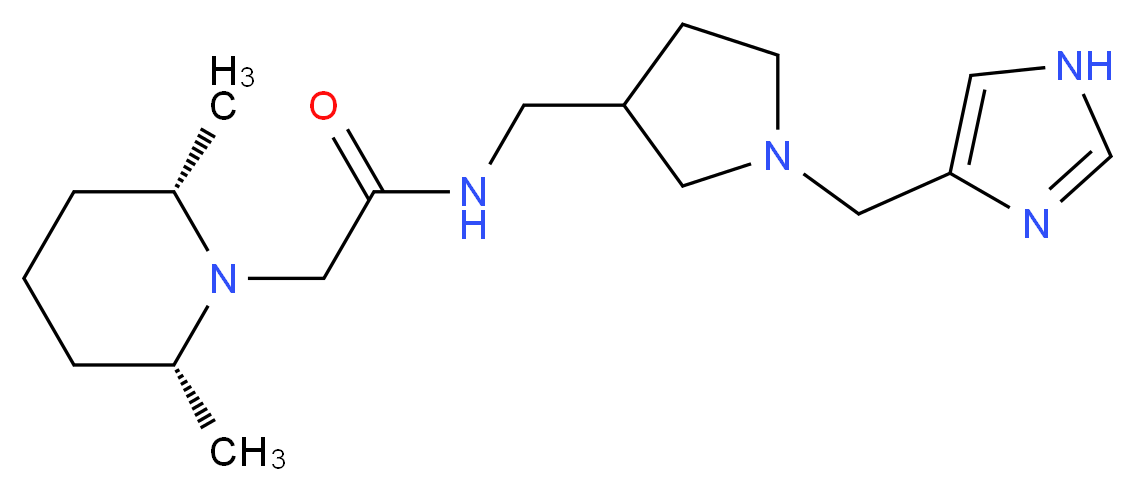 2-[(2R*,6S*)-2,6-dimethylpiperidin-1-yl]-N-{[1-(1H-imidazol-4-ylmethyl)pyrrolidin-3-yl]methyl}acetamide_Molecular_structure_CAS_)