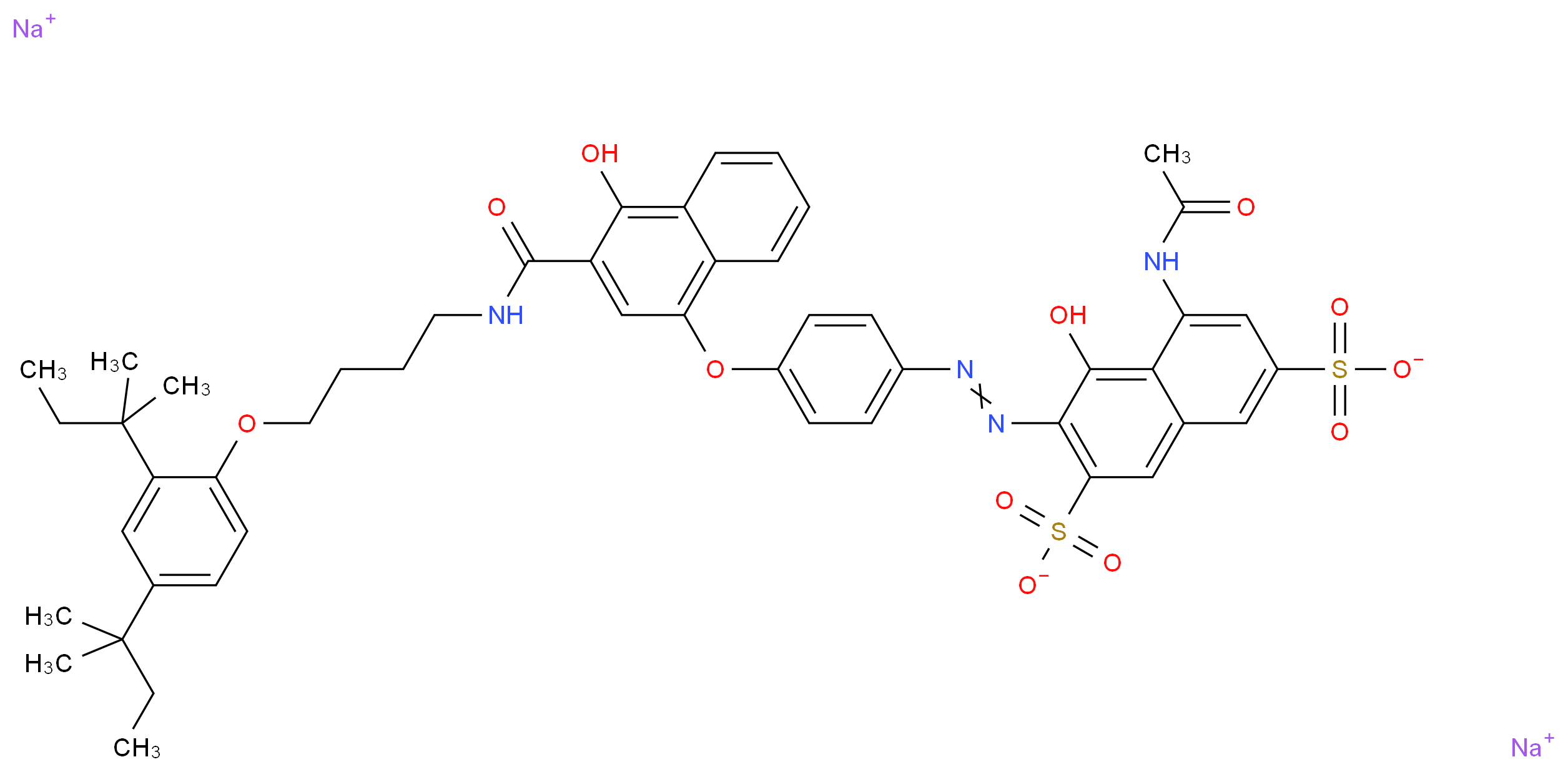 5-Acetamido-3-[4-[3-[4-(2,4-di-tert-pentylphenoxy)butylcarbamoyl]-4-hydroxy-1-naphthoxy]phenylazo]-4-hydroxy-2,7-naphthalenedisulfonic acid disodium salt_Molecular_structure_CAS_63059-47-2)