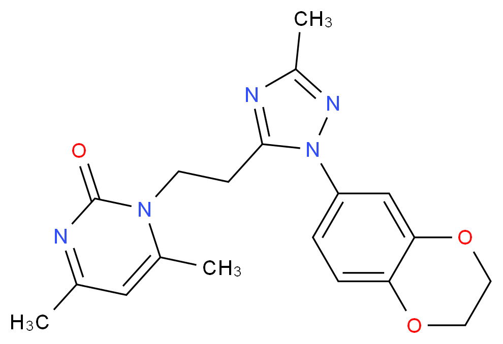 1-{2-[1-(2,3-dihydro-1,4-benzodioxin-6-yl)-3-methyl-1H-1,2,4-triazol-5-yl]ethyl}-4,6-dimethylpyrimidin-2(1H)-one_Molecular_structure_CAS_)