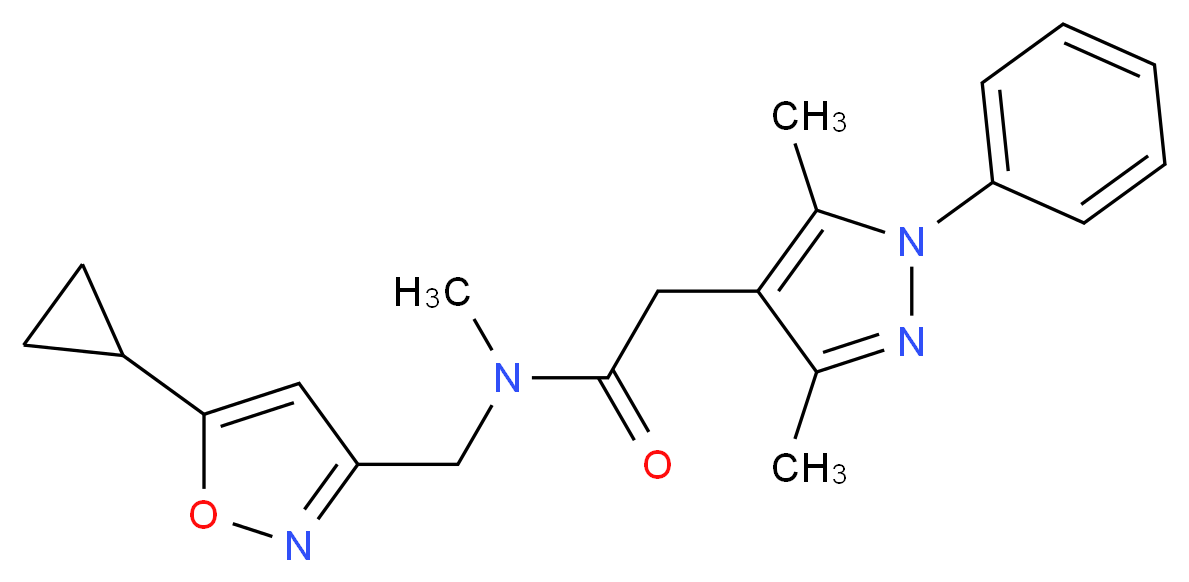 N-[(5-cyclopropyl-3-isoxazolyl)methyl]-2-(3,5-dimethyl-1-phenyl-1H-pyrazol-4-yl)-N-methylacetamide_Molecular_structure_CAS_)