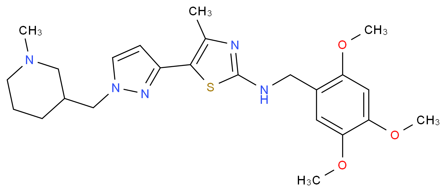 4-methyl-5-{1-[(1-methyl-3-piperidinyl)methyl]-1H-pyrazol-3-yl}-N-(2,4,5-trimethoxybenzyl)-1,3-thiazol-2-amine_Molecular_structure_CAS_)