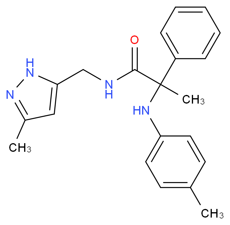2-[(4-methylphenyl)amino]-N-[(3-methyl-1H-pyrazol-5-yl)methyl]-2-phenylpropanamide_Molecular_structure_CAS_)