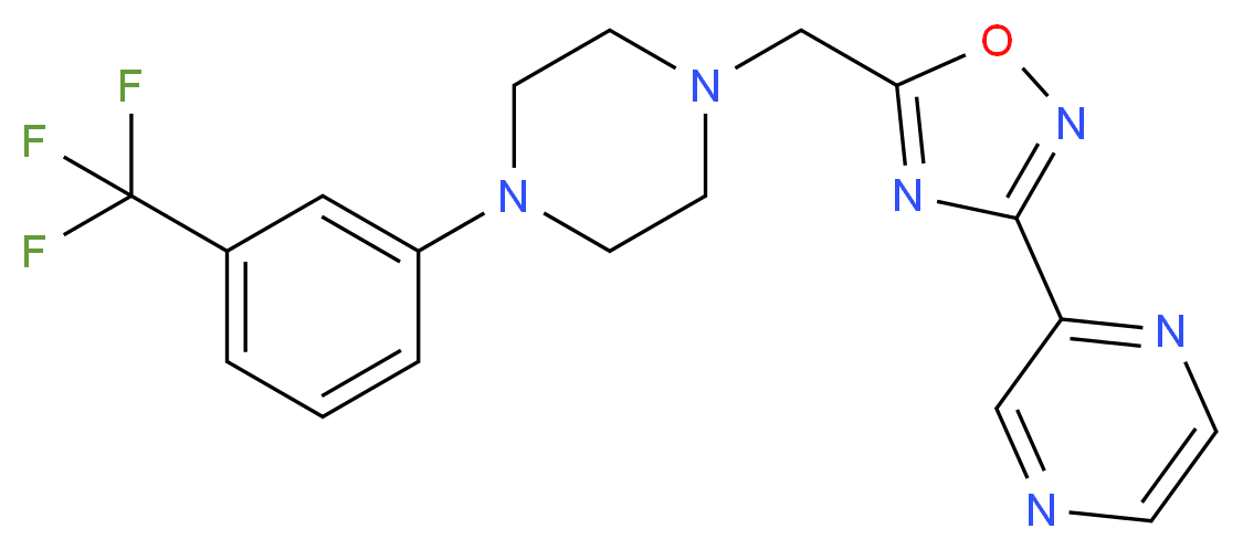 2-[5-({4-[3-(trifluoromethyl)phenyl]-1-piperazinyl}methyl)-1,2,4-oxadiazol-3-yl]pyrazine_Molecular_structure_CAS_)