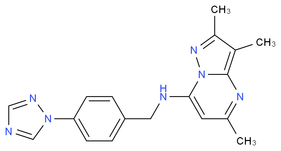 2,3,5-trimethyl-N-[4-(1H-1,2,4-triazol-1-yl)benzyl]pyrazolo[1,5-a]pyrimidin-7-amine_Molecular_structure_CAS_)