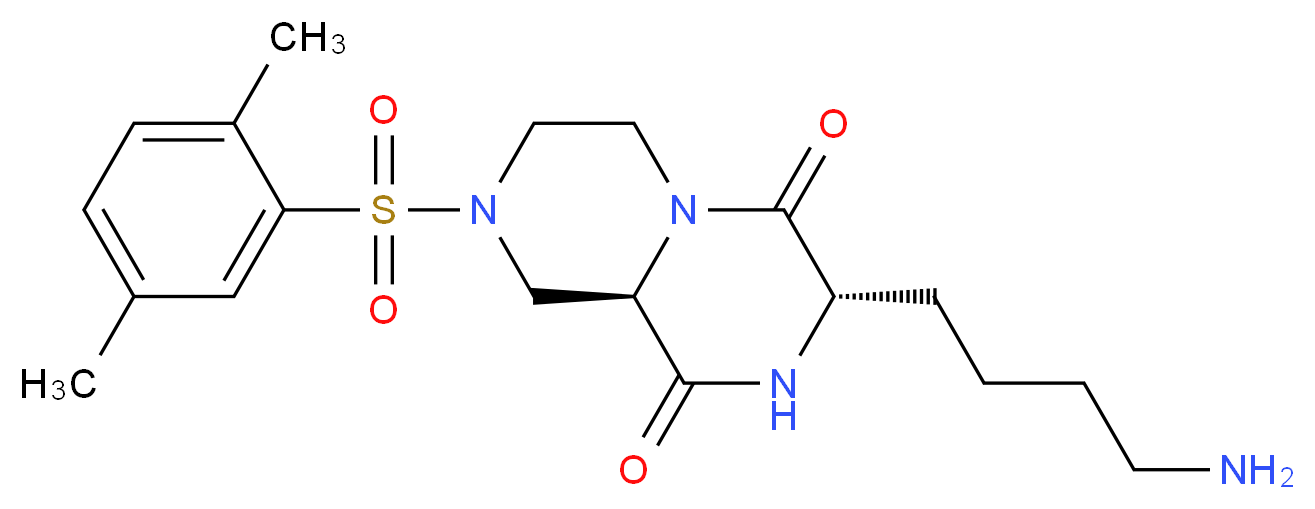 (3S,9aR)-3-(4-aminobutyl)-8-[(2,5-dimethylphenyl)sulfonyl]tetrahydro-2H-pyrazino[1,2-a]pyrazine-1,4(3H,6H)-dione_Molecular_structure_CAS_)