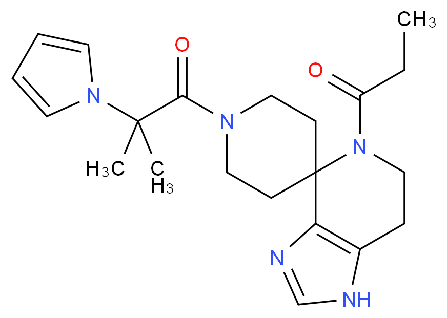 1'-[2-methyl-2-(1H-pyrrol-1-yl)propanoyl]-5-propionyl-1,5,6,7-tetrahydrospiro[imidazo[4,5-c]pyridine-4,4'-piperidine]_Molecular_structure_CAS_)