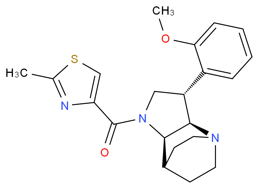 (2R*,3S*,6R*)-3-(2-methoxyphenyl)-5-[(2-methyl-1,3-thiazol-4-yl)carbonyl]-1,5-diazatricyclo[5.2.2.0~2,6~]undecane_Molecular_structure_CAS_)