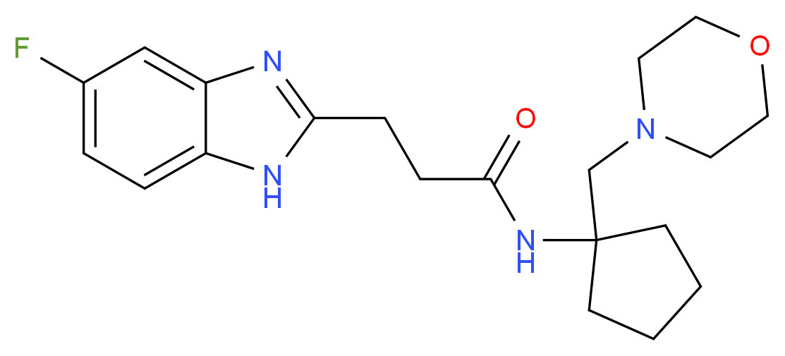 3-(5-fluoro-1H-benzimidazol-2-yl)-N-[1-(morpholin-4-ylmethyl)cyclopentyl]propanamide_Molecular_structure_CAS_)