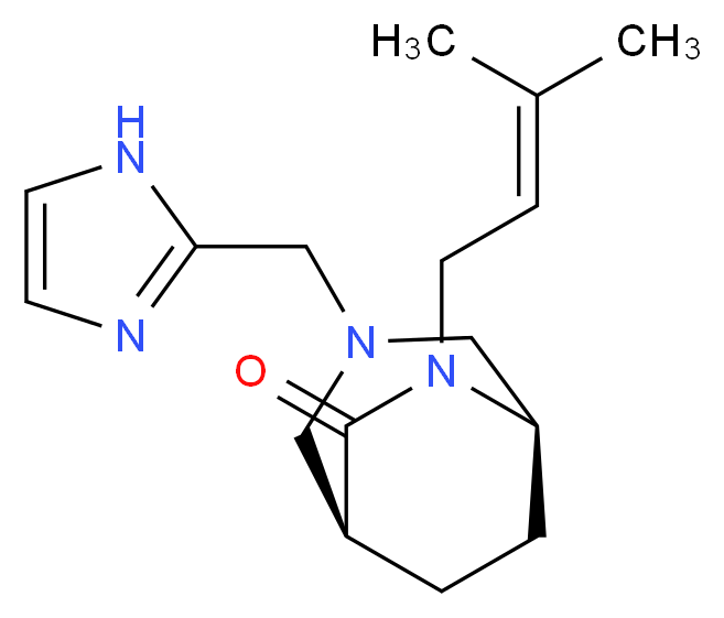 (1S*,5R*)-3-(1H-imidazol-2-ylmethyl)-6-(3-methyl-2-buten-1-yl)-3,6-diazabicyclo[3.2.2]nonan-7-one_Molecular_structure_CAS_)