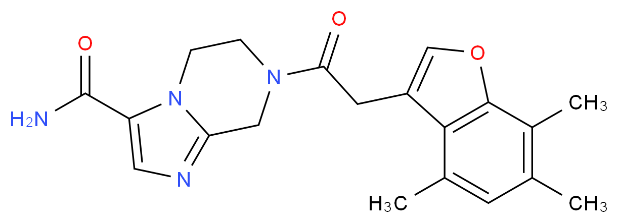 7-[(4,6,7-trimethyl-1-benzofuran-3-yl)acetyl]-5,6,7,8-tetrahydroimidazo[1,2-a]pyrazine-3-carboxamide_Molecular_structure_CAS_)