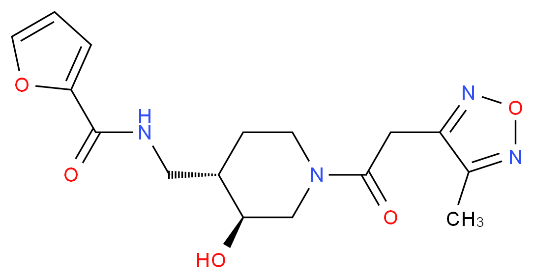 N-({(3S*,4S*)-3-hydroxy-1-[(4-methyl-1,2,5-oxadiazol-3-yl)acetyl]piperidin-4-yl}methyl)-2-furamide_Molecular_structure_CAS_)