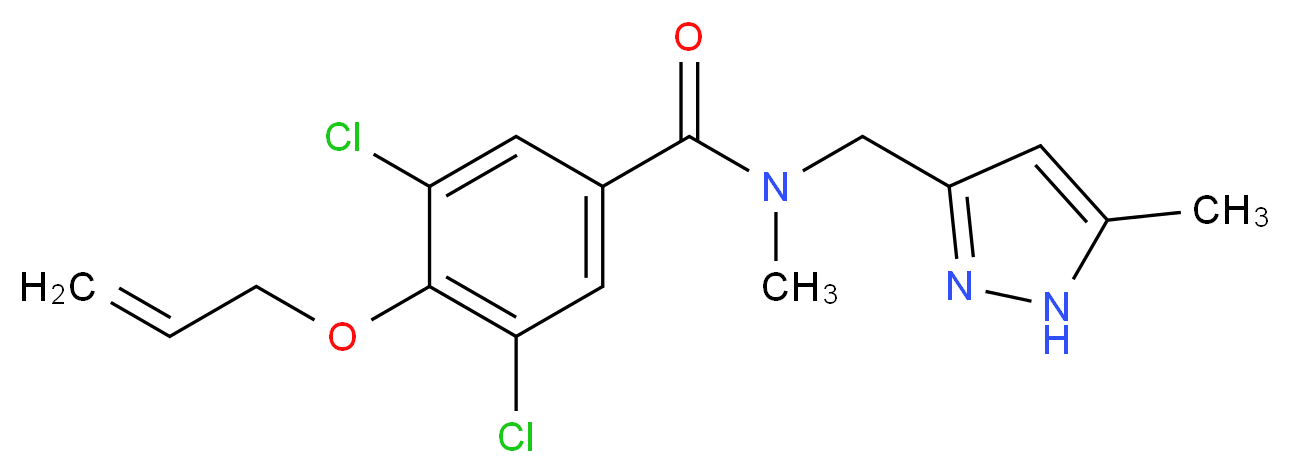 4-(allyloxy)-3,5-dichloro-N-methyl-N-[(5-methyl-1H-pyrazol-3-yl)methyl]benzamide_Molecular_structure_CAS_)