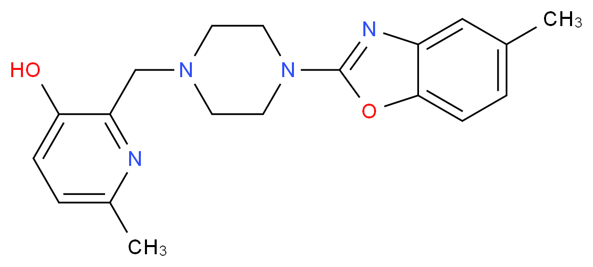 6-methyl-2-{[4-(5-methyl-1,3-benzoxazol-2-yl)piperazin-1-yl]methyl}pyridin-3-ol_Molecular_structure_CAS_)