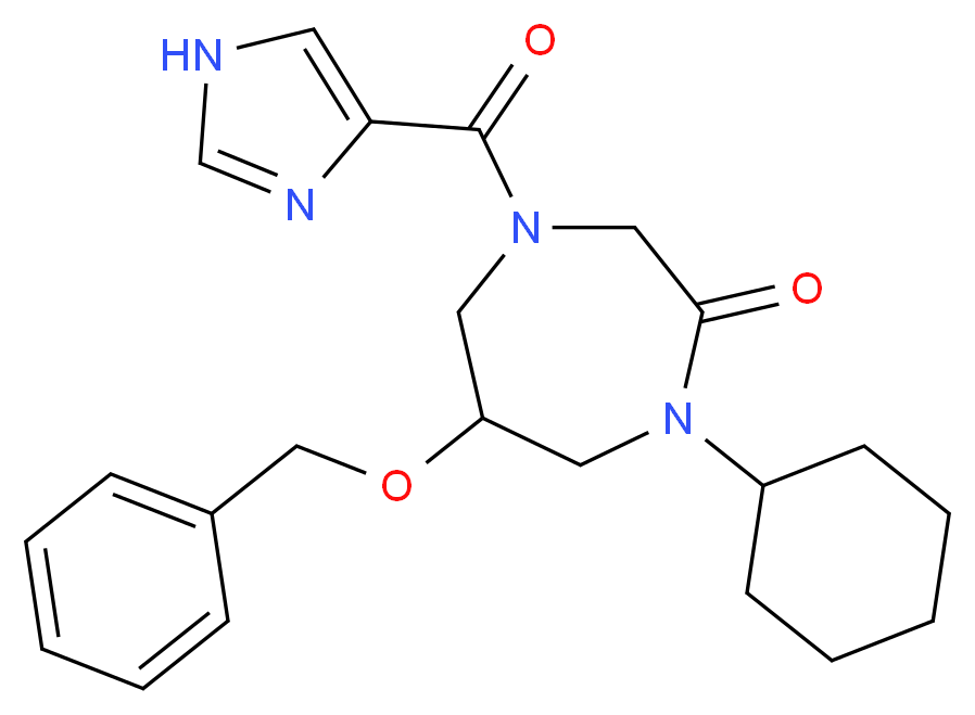 6-(benzyloxy)-1-cyclohexyl-4-(1H-imidazol-4-ylcarbonyl)-1,4-diazepan-2-one_Molecular_structure_CAS_)