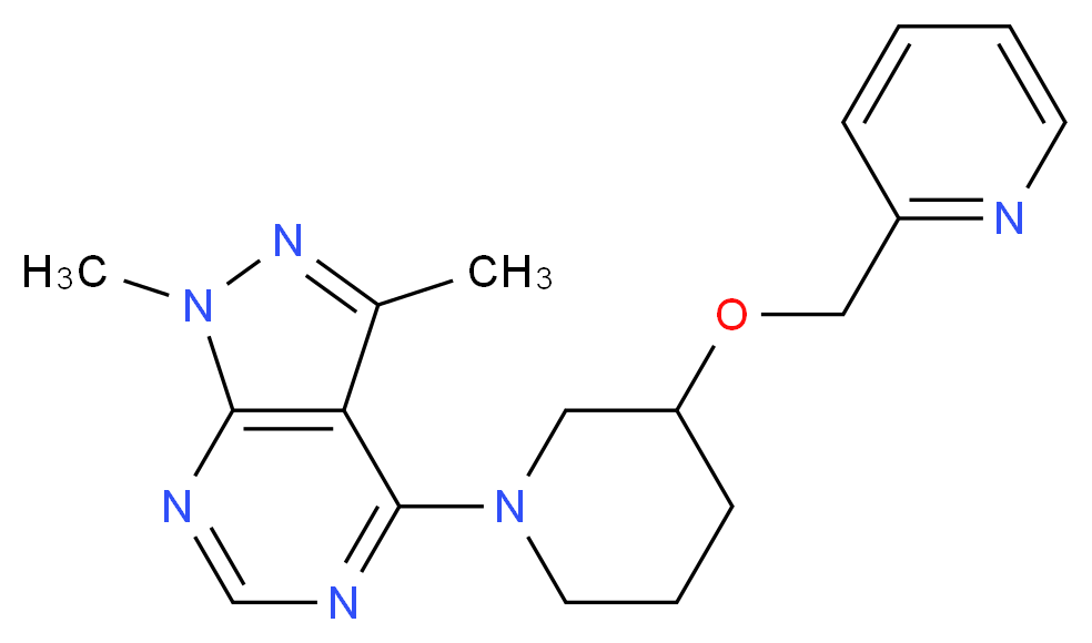 1,3-dimethyl-4-[3-(pyridin-2-ylmethoxy)piperidin-1-yl]-1H-pyrazolo[3,4-d]pyrimidine_Molecular_structure_CAS_)