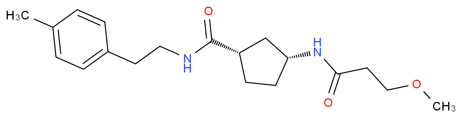 (1S*,3R*)-3-[(3-methoxypropanoyl)amino]-N-[2-(4-methylphenyl)ethyl]cyclopentanecarboxamide_Molecular_structure_CAS_)