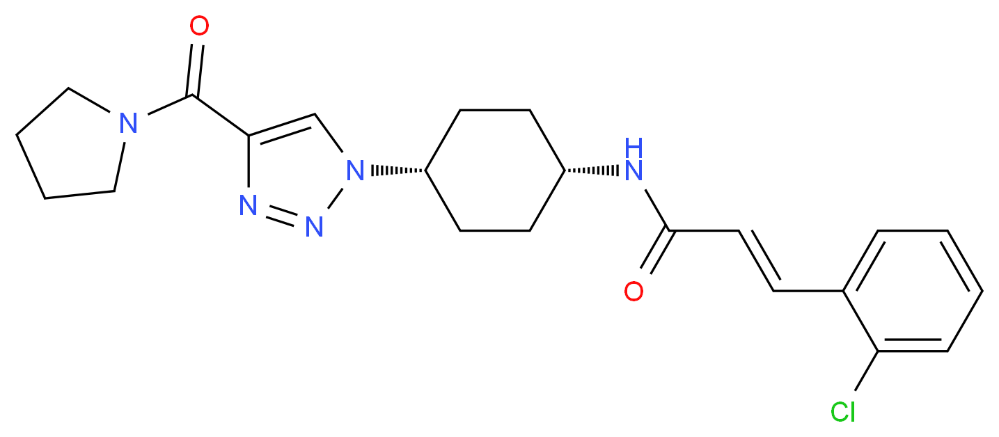 (2E)-3-(2-chlorophenyl)-N-{cis-4-[4-(1-pyrrolidinylcarbonyl)-1H-1,2,3-triazol-1-yl]cyclohexyl}acrylamide_Molecular_structure_CAS_)