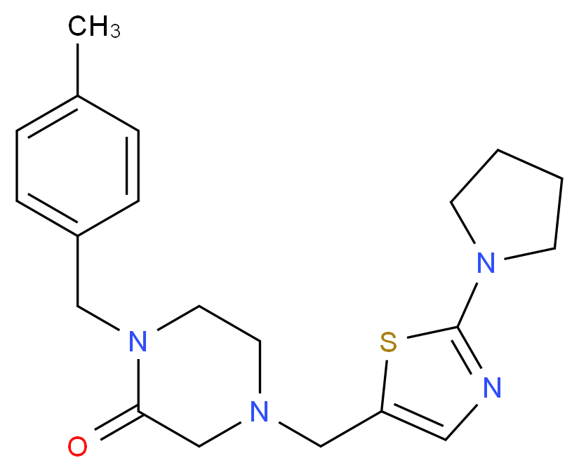 1-(4-methylbenzyl)-4-{[2-(1-pyrrolidinyl)-1,3-thiazol-5-yl]methyl}-2-piperazinone_Molecular_structure_CAS_)