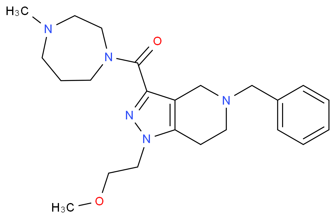 5-benzyl-1-(2-methoxyethyl)-3-[(4-methyl-1,4-diazepan-1-yl)carbonyl]-4,5,6,7-tetrahydro-1H-pyrazolo[4,3-c]pyridine_Molecular_structure_CAS_)
