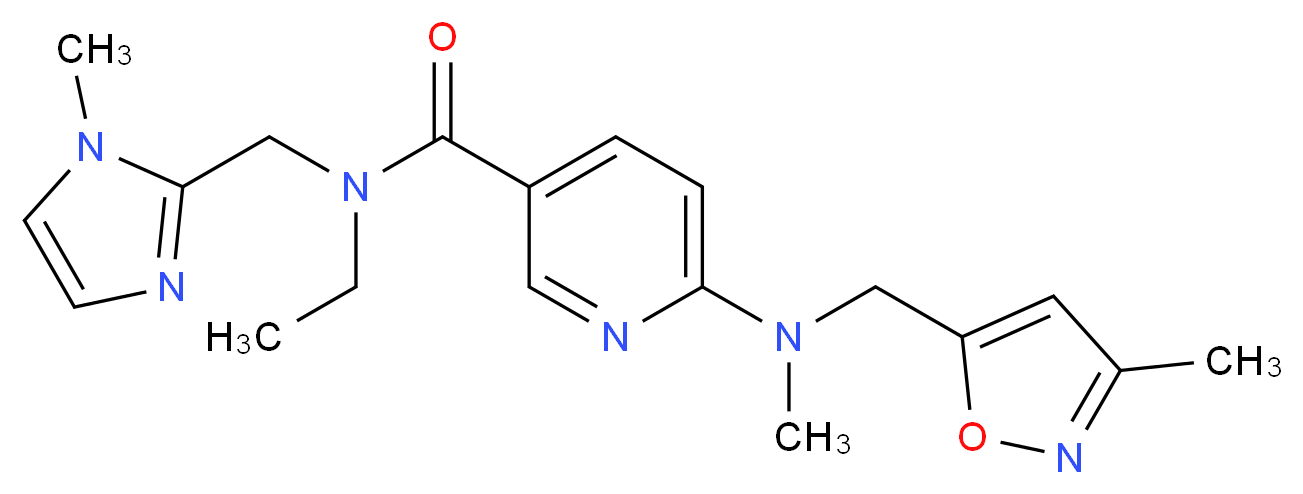 N-ethyl-N-[(1-methyl-1H-imidazol-2-yl)methyl]-6-{methyl[(3-methyl-5-isoxazolyl)methyl]amino}nicotinamide_Molecular_structure_CAS_)