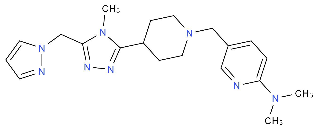 N,N-dimethyl-5-({4-[4-methyl-5-(1H-pyrazol-1-ylmethyl)-4H-1,2,4-triazol-3-yl]piperidin-1-yl}methyl)pyridin-2-amine_Molecular_structure_CAS_)
