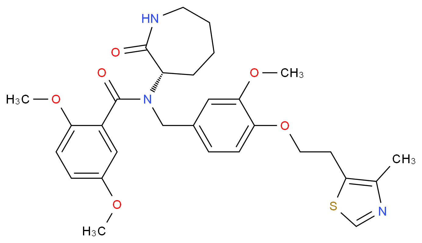 2,5-dimethoxy-N-{3-methoxy-4-[2-(4-methyl-1,3-thiazol-5-yl)ethoxy]benzyl}-N-[(3S)-2-oxo-3-azepanyl]benzamide_Molecular_structure_CAS_)
