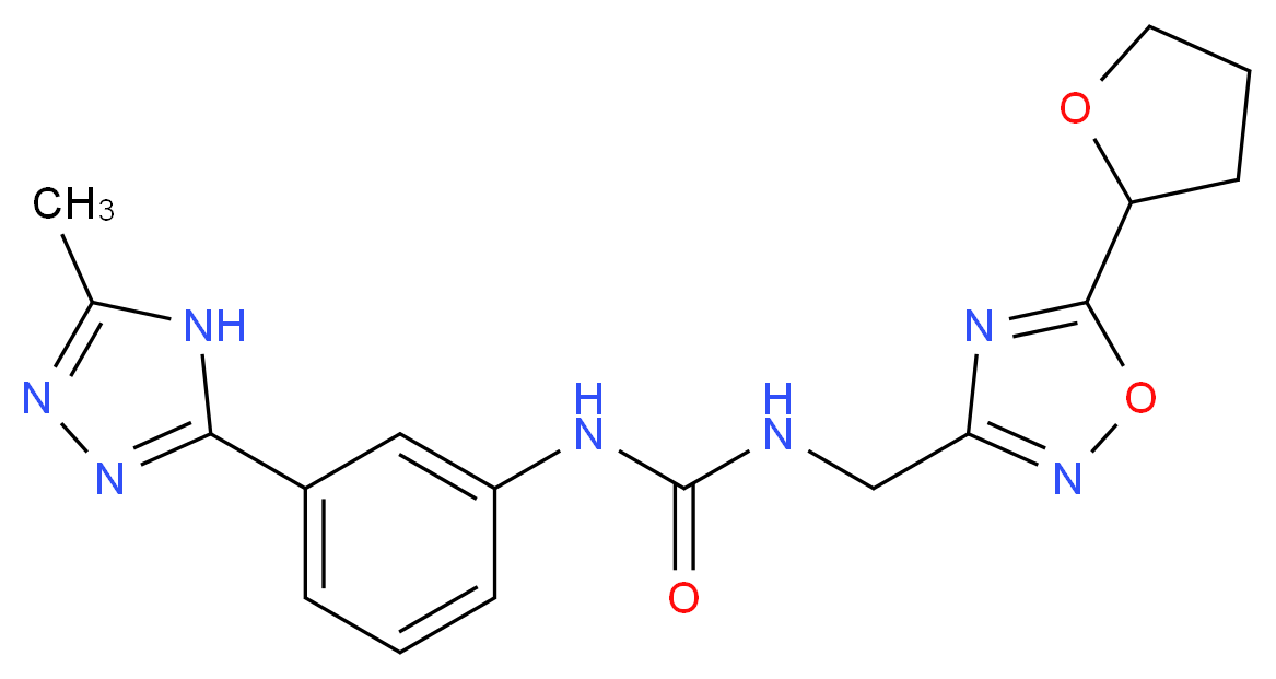 N-[3-(5-methyl-4H-1,2,4-triazol-3-yl)phenyl]-N'-{[5-(tetrahydrofuran-2-yl)-1,2,4-oxadiazol-3-yl]methyl}urea_Molecular_structure_CAS_)