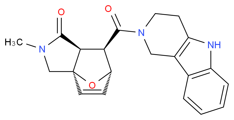 (1R*,5S*,6R*,7S*)-3-methyl-6-(1,3,4,5-tetrahydro-2H-pyrido[4,3-b]indol-2-ylcarbonyl)-10-oxa-3-azatricyclo[5.2.1.0~1,5~]dec-8-en-4-one_Molecular_structure_CAS_)