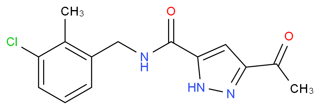 3-acetyl-N-(3-chloro-2-methylbenzyl)-1H-pyrazole-5-carboxamide_Molecular_structure_CAS_)