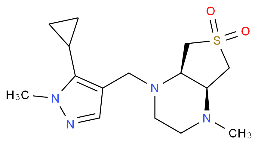 (4aS*,7aR*)-1-[(5-cyclopropyl-1-methyl-1H-pyrazol-4-yl)methyl]-4-methyloctahydrothieno[3,4-b]pyrazine 6,6-dioxide_Molecular_structure_CAS_)