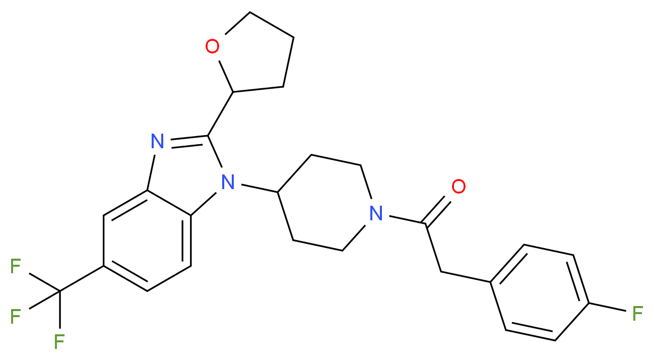 1-{1-[(4-fluorophenyl)acetyl]-4-piperidinyl}-2-(tetrahydro-2-furanyl)-5-(trifluoromethyl)-1H-benzimidazole_Molecular_structure_CAS_)