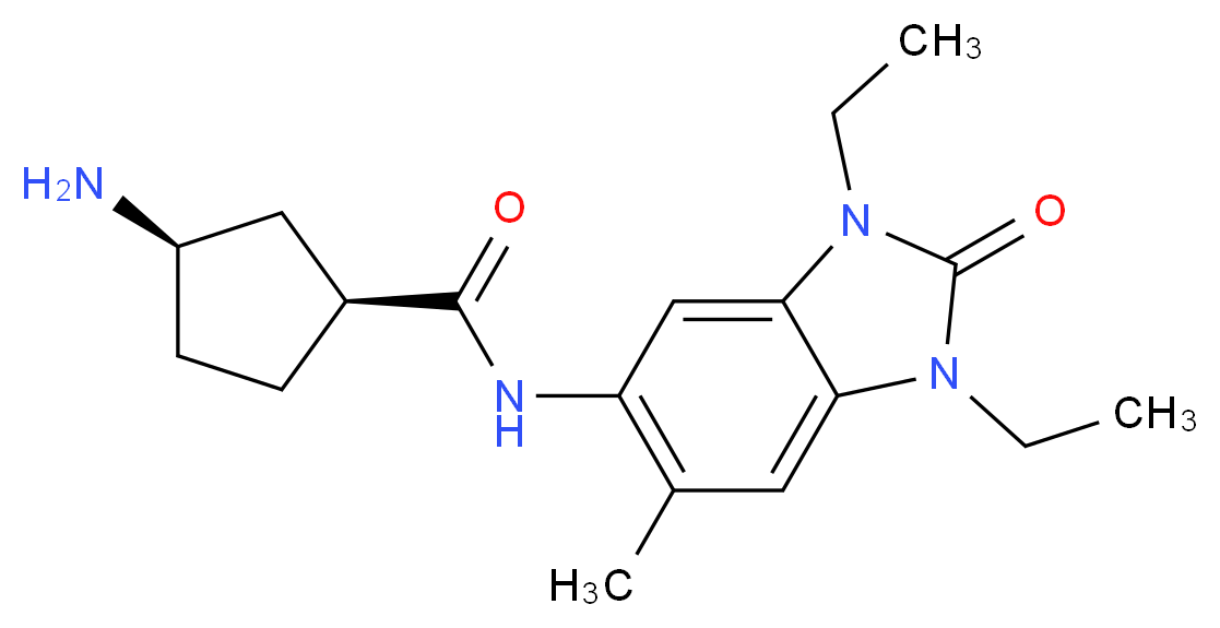 (1S*,3R*)-3-amino-N-(1,3-diethyl-6-methyl-2-oxo-2,3-dihydro-1H-benzimidazol-5-yl)cyclopentanecarboxamide_Molecular_structure_CAS_)