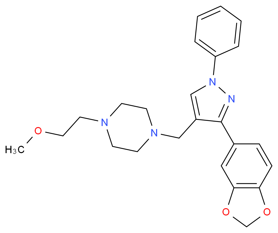 1-{[3-(1,3-benzodioxol-5-yl)-1-phenyl-1H-pyrazol-4-yl]methyl}-4-(2-methoxyethyl)piperazine_Molecular_structure_CAS_)