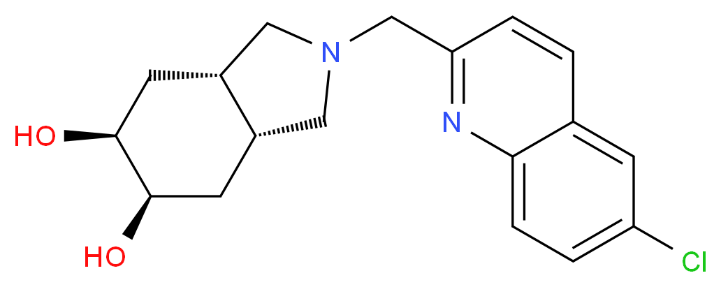 (3aR*,5R*,6S*,7aS*)-2-[(6-chloroquinolin-2-yl)methyl]octahydro-1H-isoindole-5,6-diol_Molecular_structure_CAS_)