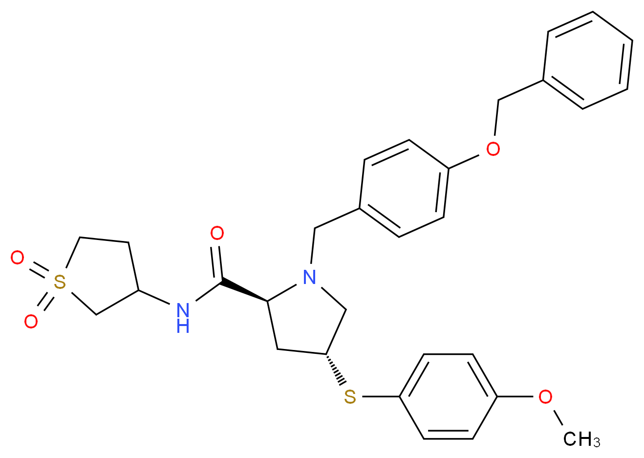 (4R)-1-[4-(benzyloxy)benzyl]-N-(1,1-dioxidotetrahydro-3-thienyl)-4-[(4-methoxyphenyl)thio]-L-prolinamide_Molecular_structure_CAS_)