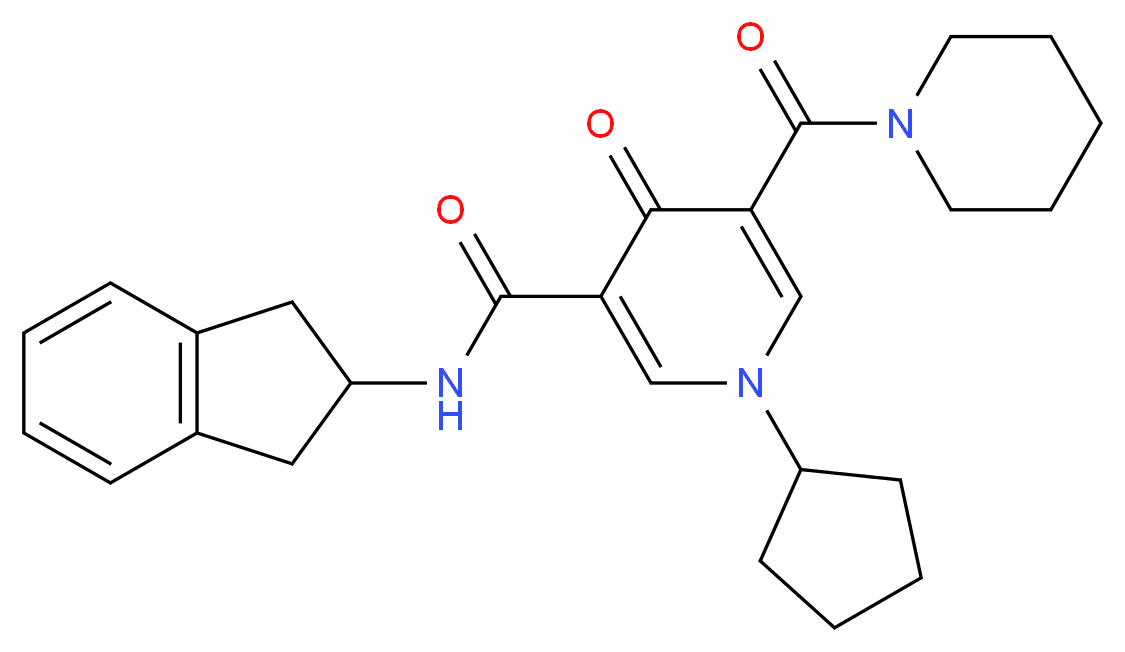1-cyclopentyl-N-(2,3-dihydro-1H-inden-2-yl)-4-oxo-5-(1-piperidinylcarbonyl)-1,4-dihydro-3-pyridinecarboxamide_Molecular_structure_CAS_)