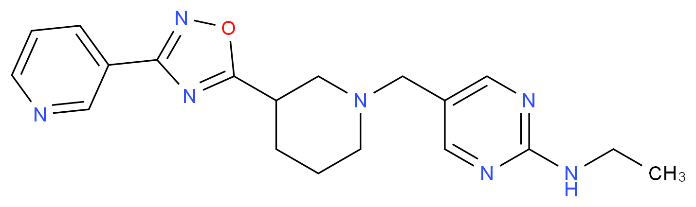 N-ethyl-5-{[3-(3-pyridin-3-yl-1,2,4-oxadiazol-5-yl)piperidin-1-yl]methyl}pyrimidin-2-amine_Molecular_structure_CAS_)