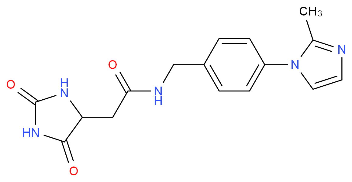 2-(2,5-dioxoimidazolidin-4-yl)-N-[4-(2-methyl-1H-imidazol-1-yl)benzyl]acetamide_Molecular_structure_CAS_)
