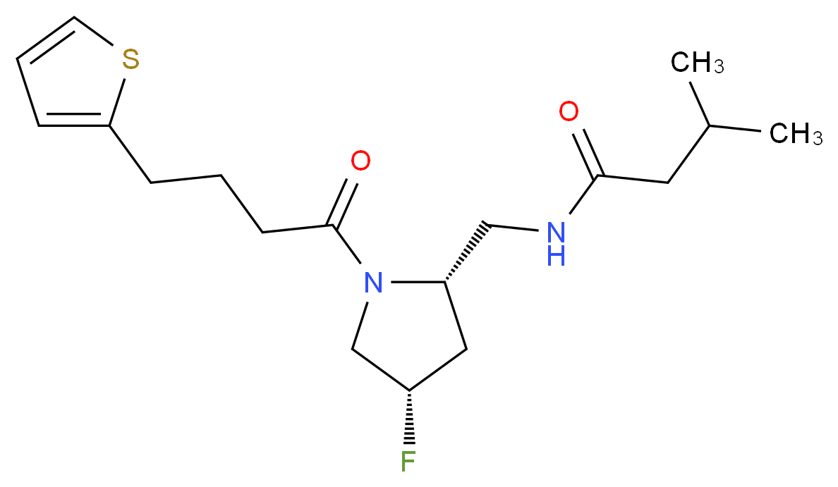 N-({(2S,4S)-4-fluoro-1-[4-(2-thienyl)butanoyl]pyrrolidin-2-yl}methyl)-3-methylbutanamide_Molecular_structure_CAS_)